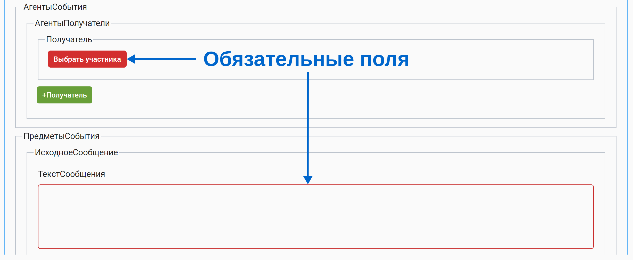 Рисунок 3.49. Пример обязательных полей в форме ввода структурированных данных