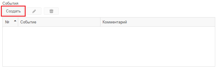 Рисунок 2.18. Кнопка «Создать» в области «События»