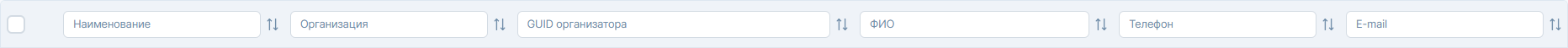 Рисунок 3.3. Наименования столбцов в списке карточек организаторов