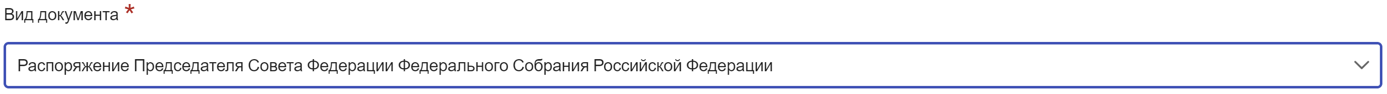 Рисунок 3.15. Заполненное поле «Вид документа»