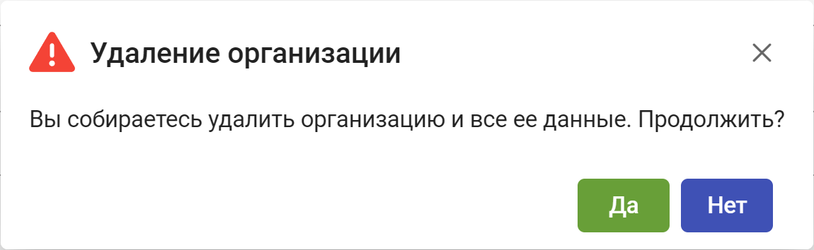 Рисунок 7.9. Окно «Удаление организации»