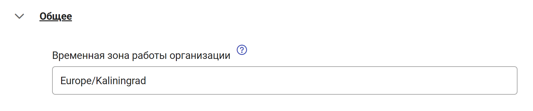Рисунок 7.31. Поле «Временная зона работы организации»