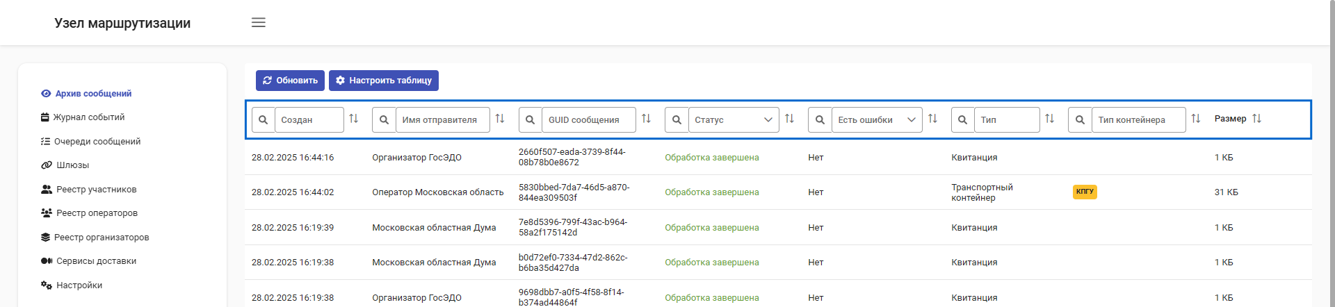 Рисунок 4.8. Фильтры для поиска в рабочей области